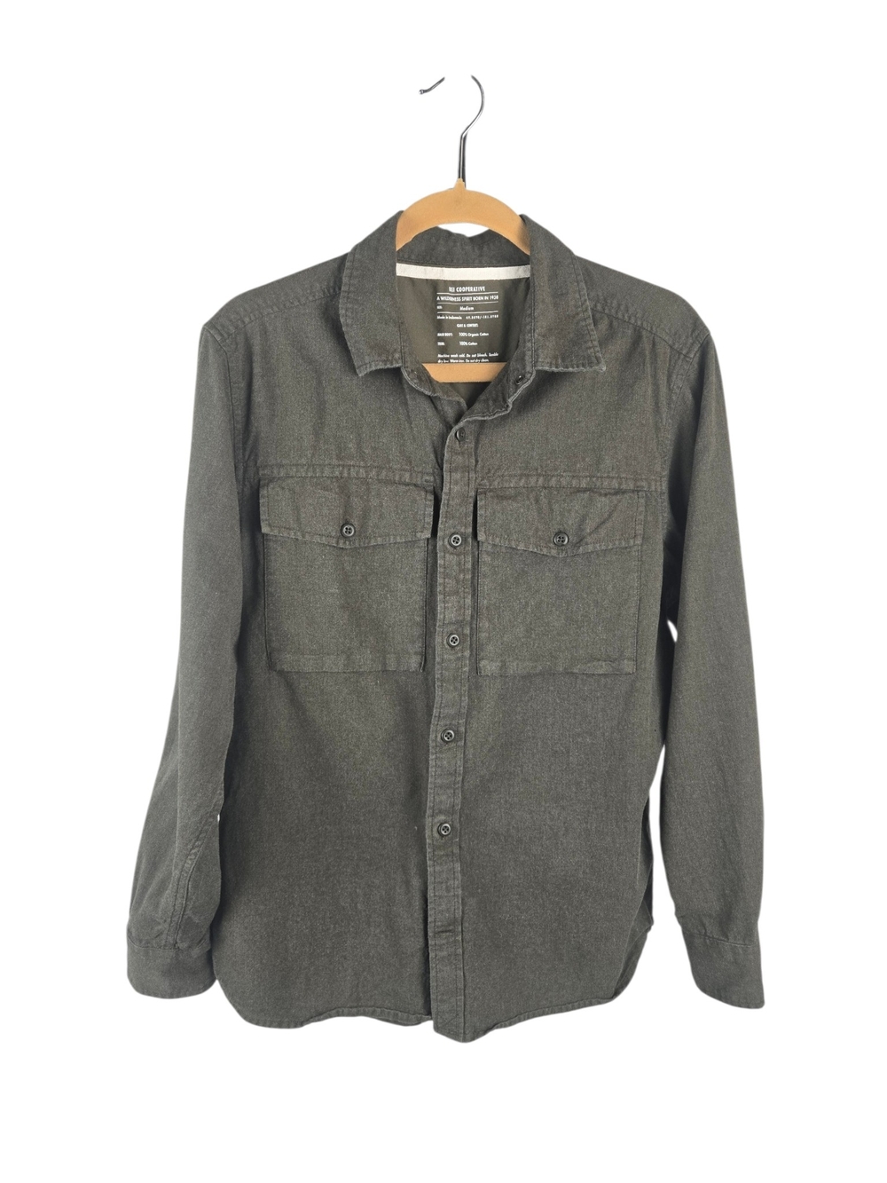 REI Co-op Flannel Shirt Organic Cotton Button Front Utility Olive Medium